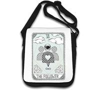The Follower Funny Tarot Card Parody Social Media Graphic Borsa a tracolla bianca, bianco, Taglia unica