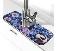 The Fox in the Blue Flower Branch Sink Splash Guard Faucet Mat, Kitchen Faucet Pad,Faucet Handle - Vaschetta raccogli gocce per bagno (38,1 x 14 cm)