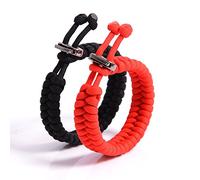 THE FRIENDLY SWEDE 2 Bracciali dell'amicizia in Paracord con Chiusura in Metallo e Misura Regolabile (Rosso + Nero)