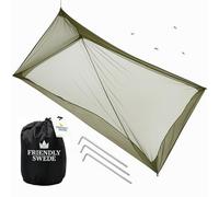 The Friendly Swede Zanzariera a baldacchino per letto singolo da campeggio, picchetti inclusi, rete piramidale compatta e leggera (verde militare)