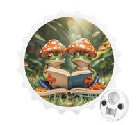 The Frog Family Is Reading - Apribottiglie magnetico, strumento da cucina salvaspazio, divertente apribottiglie e magnete per frigorifero, per campeggio, viaggi, campeggio, stile bianco