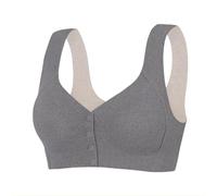 The Front Buckle Underwear Ladies Do Not Run Cup Senza Anello Medio e Anziani Grandi Dimensioni Imbottito Reggiseno Caldo Reggiseni per Donne Sport, Grigio, 3XL