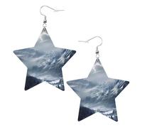 The Frozen Mounains of Montana Stampe Orecchini in pelle a forma di stella, eleganti e leggeri, per donne e ragazze, taglia unica, in pelle, senza pietre preziose