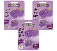 The Fruit Company - Balsamo per labbra Moras, idratante e ripara con burro e karité vitamina E | senza oli minerali Kiss My Lips (confezione da 3)