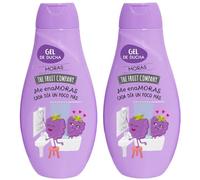 The Fruit Company, confezione da 2 gel doccia da 600 ml, anguria, melone, gelso o fragola e panna, idratante, uso quotidiano, senza parabeni e solfati, fragranza vegana duratura per tutti i tipi di