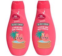 The Fruit Company, confezione da 2 gel doccia da 600 ml, anguria, melone, gelso o fragola e panna, idratante, uso quotidiano, senza parabeni e solfati, fragranza vegana duratura per tutti i tipi di
