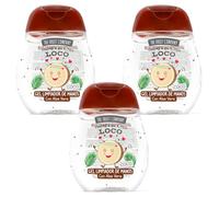 The Fruit Company Gel detergente per le mani COCO Confezione da 3 x 45 ml 70% alcool con aloe vera, formato tasca
