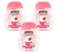 The Fruit Company Gel detergente per le mani fragola crema crema confezione da 3 pezzi da 45 ml 70% alcool con aloe vera, formato tasca