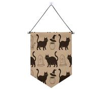 The Funny Black Cats on Halloween banner Hanger per parete con asta telescopica gagliardetti banner bandiere festa banner e decorazioni per interni, feste all'aperto banderitas para fiestas