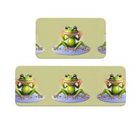 The Funny Frog Do Yoga Tappetino imbottito stampato - Set di 2 tappetini multifunzione per cucina, bagno e camera da letto