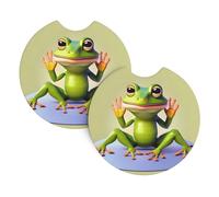 The Funny Frog Doing Yoga Car Coasters, confezione da 2 sottobicchieri universali per auto, accessori auto interni, 2,7 pollici, e (circa 6,9 cm).