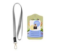 The Funny Frog Doing Yoga Card Badge Holder Leather ID Badge Holder con cordino, stampa fronte-retro porta carte per ufficio lavoro