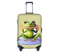 The Funny Frog Doing Yoga - Copertura per bagagli lavabile, resistente ai graffi, per bagagli da 45,7 a 81,7 cm, Bianco, Large