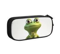 The Funny Frog Doing Yoga Pencil Case, Zip Smooth Pencil Case, Portable Pencil Case Large School Stationery Storage Bag, Makeup Bag, Nero , Taglia unica, Beauty Case