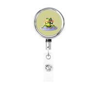The Funny Frog Doing Yoga Porta badge retrattile in metallo resistente. Estensibile e regolabile, resistente all'usura