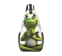 The funny frog doing yoga stampa Cross Chest Bag Sling Backpack Crossbody Borsa a tracolla Viaggi Escursionismo Daypack Unisex, Nero, Taglia Unica, Nero, Taglia Unica, Nero , Taglia unica