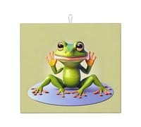 The funny Frog doing yoga - Tappetino scolapiatti 40,6 x 45,7 cm, altamente assorbente, adatto per piatti da cucina, scolapiatti, bar, da appendere