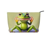 The Funny Frog Doing Yoga - Trousse in velluto a coste con cerniera, astuccio per cosmetici, per viaggi, articoli da toeletta e uso quotidiano