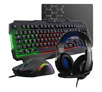 The G-Lab Combo Argon E/De Pacchetto 4 In 1 Tastiera Qwertz Illuminata, Mouse Da Gioco 3200 Dpi, Mouse Per Gaming, Tappetino Antiscivolo Per Pc Ps4 E Xbox One, Nero