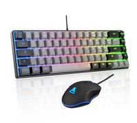 The G-Lab - Combo Hydrogen - Set tastiera mouse gamer, tastiera gamer 65% cablata, retroilluminazione RGB, azerty, formato compatto + mouse Gaming RGB, 6 pulsanti, 6400 DPI - PC/PS4/PS5 - Grigio/Nero