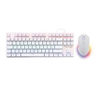 The G-Lab Combo Mercury - Set tastiera e mouse da gioco meccanici programmabili - Tastiera da gioco meccanica Tkl, RGB, Switch Red, Azerty- Mouse Gaming RGB, 6 pulsanti 7200 Dpi [Bianco] - New