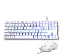 The G-Lab Combo Mercury - Set tastiera e mouse da gioco meccanici programmabili - Tastiera da gioco meccanica Tkl, RGB, Switch Red, Azerty- Mouse Gaming RGB, 6 pulsanti 7200 Dpi [Bianco] - New