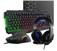 THE G-LAB Combo ARGON E - Set da gioco 4 in 1, tastiera Gamer AZERTY retroilluminata, mouse Gamer 3200 DPI, microfono cuffie da gioco, tappetino per mouse antiscivolo, versione francese