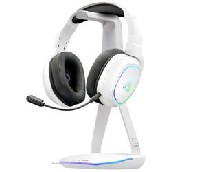 The G-Lab - K-Stand Hydrogen - Supporto per cuffie Gamer - RGB 7 Colori, Tasto/Off, 2 Hub USB + USB-C, Base Antiscivolo - Supporto Universale per Cuffie Gamer PC/Ps5/Ps4/Xbox - Bianco - Nuovo