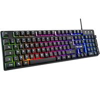 The G-Lab Keyz Caesium ESPAGNOL QWERTY Tastiera da gioco con cavo USB - Tastiera da gioco con retroilluminazione multicolore, 19 tasti anti-ghosting, tastiera semi-meccanica silenziosa per PC, PS4
