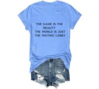 The Game is The Reality The World is Just The Waiting Lobby Shirt divertente sarcastico Game Lover camicia unisex, Blu Carolina, XXL