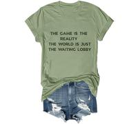 The Game is The Reality The World is Just The Waiting Lobby Shirt divertente sarcastico Game Lover camicia unisex, Verde, XXL