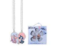 The Geeky Pop Disney Stitch & Angel - Set di 2 collane a forma di cuore - collane migliori amici - gioielli per bambini Lilo & Stitch - idea regalo per ragazza