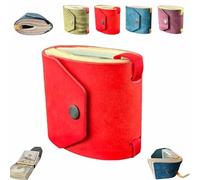 The Genuine Leather Cash Wrap Wallet,Leather Money Wallet Organizer,Cash Wrap with Clasp,Handy Purse Bands with Magnetic Clasp,Fast Cash Access Money Holder for Cash,Small Compact Luxury (Red)