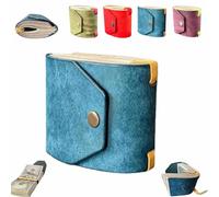 The Genuine Leather Cash Wrap Wallet,Leather Money Wallet Organizer,Cash Wrap with Clasp,Handy Purse Bands with Magnetic Clasp,Fast Cash Access Money Holder for Cash,Small Compact Luxury (Blue)