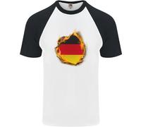 The German Bandiera Fuoco Effetto Germania DA UOMO S/S Baseball T-Shirt