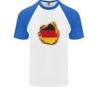 The German Bandiera Fuoco Effetto Germania DA UOMO S/S Baseball T-Shirt