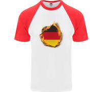 The German Bandiera Fuoco Effetto Germania DA UOMO S/S Baseball T-Shirt