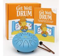 The Get Well Drum - Tamburo lingua in acciaio da 15,2 cm per bambini con libro di fiabe musicali e libro di canzoni, regalo di guarigione, vero strumento musicale per bambini dai 4 anni in su