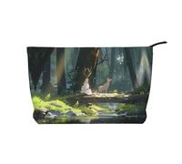 The Girl by The River. Borsa cosmetica stampata in velluto a coste, borsa impermeabile per articoli da toeletta da viaggio di grande capacità, Nero , Taglia unica