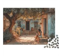 The Girl Is Reading in The Courtyard of A Rural School Jigsaw Puzzle 1000pcs (75x50cm) Adulti Puzzle Gioco Educativo Decorazioni Per La Casa