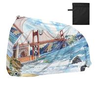 The Golden Gate Bridge Coperture impermeabili per bici con fori di bloccaggio resistenti ai raggi UV per interni ed esterni Copertura per bici elettrica adatta per la maggior parte dei cobertor para