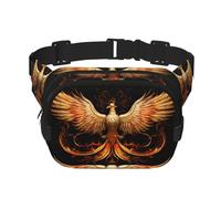 The Golden Phoenix - Borsa a tracolla alla moda, con stampa di fenice, borsa a tracolla quadrata a doppio strato, per viaggi e fitness