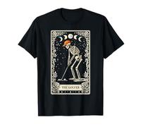The Golfer Tarocchi Scheletro Vintage Golf Dark Gothic Moon Maglietta