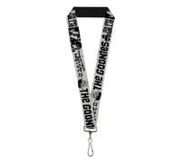The Goonies Lanyard, The Goonies Quotes and Icons Collage Gray Black, Elastic
