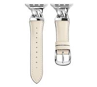 The Grace - Cinturino per Apple Watch, in vera pelle, con connettore a incastro, sottile ed elegante, adatto per 38/40/41/42 mm, compatibile con iWatch Series 11 10 9 8 7 6 5 4 SE 3 2 1 (bianco crema)