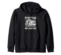 The Grass Is Calling I Must Mow Skeleton Mower Funny Dad Felpa con Cappuccio