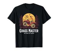 The Grass Master We Ride At Dawn Funny Lawn Care Festa del papà Maglietta