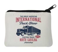 The Great American International Truck Show Big Trucks - Portamonete in neoprene, 10 x 11 cm, colore: Bianco, bianco, Taglia unica