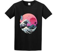 The Great Retro Wave Japan Anime Harajuku T Shirts for Men AdultShort Sleeve