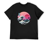 The Great Retro Wave Japanese Anime T-Shirt Harajuku Streetwear Cotton Camisetas Hombre Men Vaporwave Funny Cool Hip Hop T Shirt Size M
